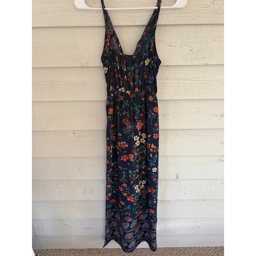 Monteau Floral Maxi Dress Size Medium Boho Navy Sleeveless Flowy - Picture 7 of 7